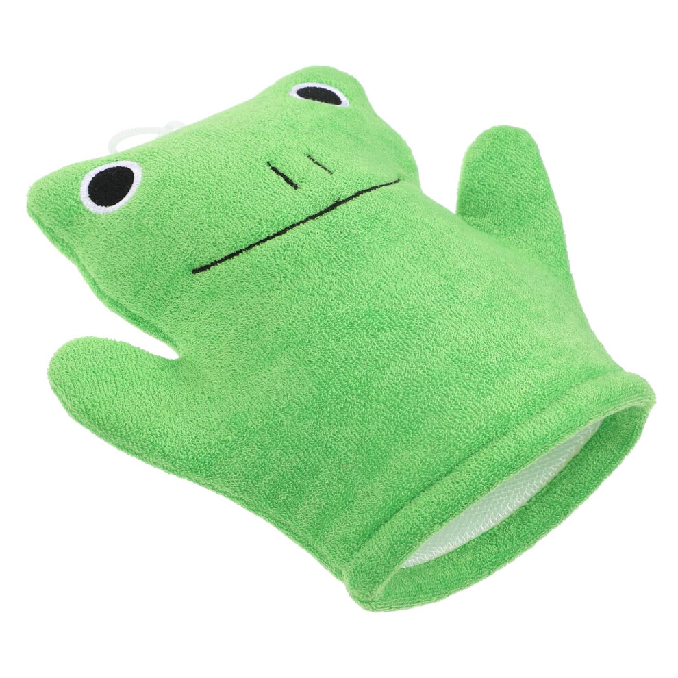 DualSided Exfoliating Bath Mitt with Gentle Skin Cleansing and Playful Frog Design