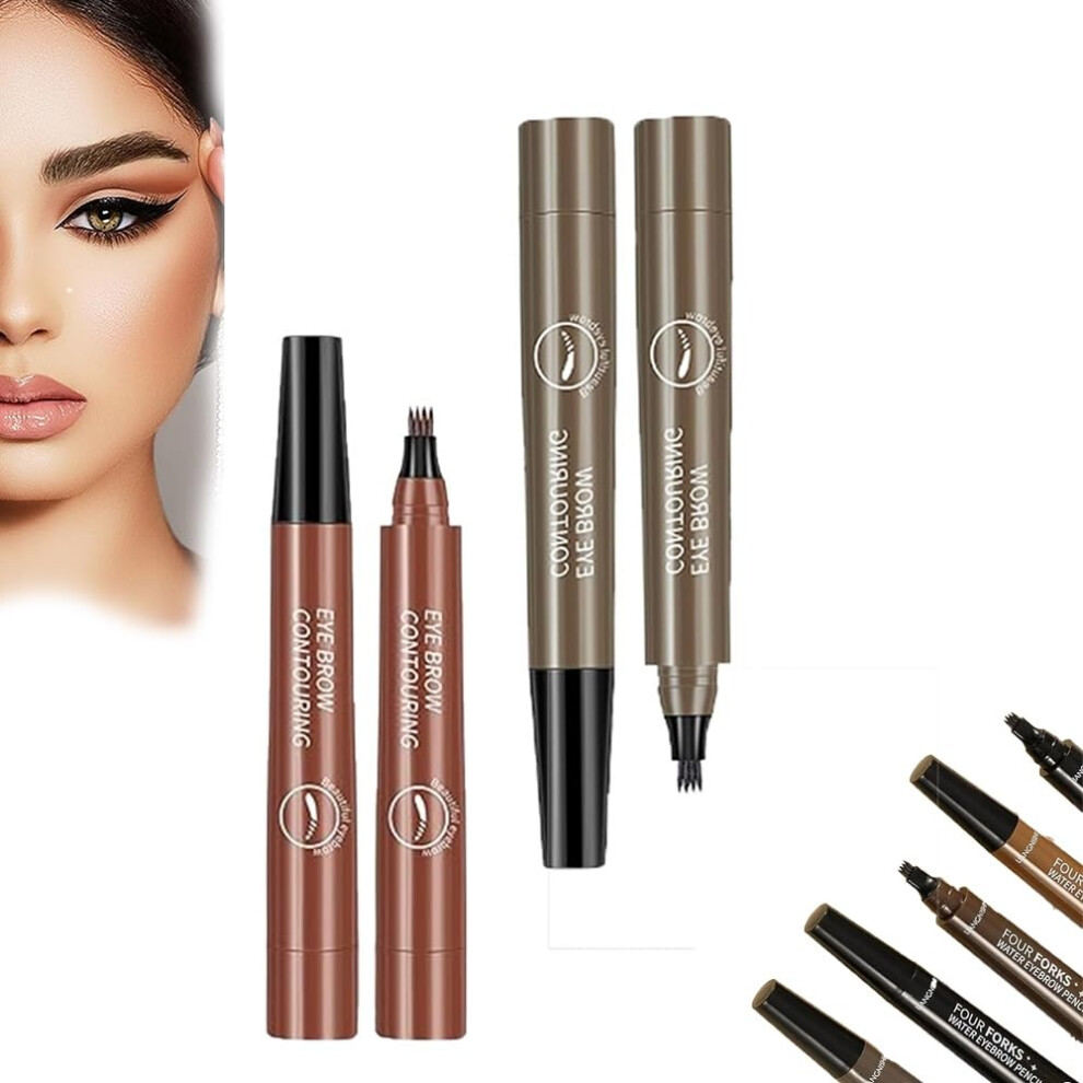 Waterproof Four Fork Tip Eyebrow Pencil Microblading 4Tip Brow Pen for Natural Hairlike Strokes