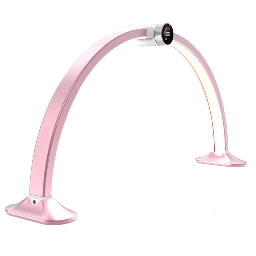 Light/Pink Half Moon Led Nail Desk Lamp With Touchscreen Brightness And Adjustable Color Temperature