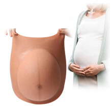Silicone Pregnancy Belly with Realistic Skin Texture and Adjustable Strap for Maternity Cosplay Actors, Color 1
