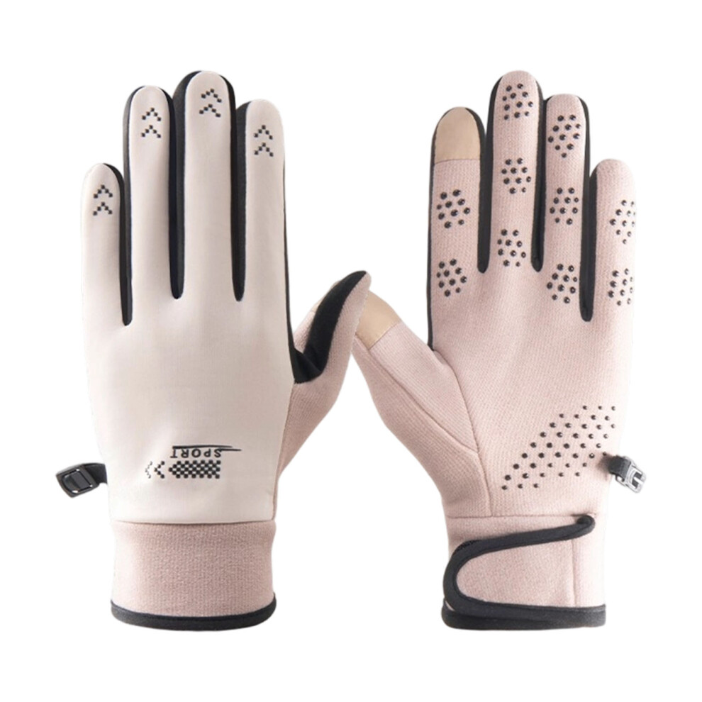 Beige Cold Weather Touchable Screen Gloves For Men Women- W