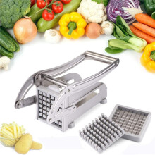 French Fry Cutter Stainless Steel Potato Slicer with 2 Blades AntiSkid Base for Fries and Veggies