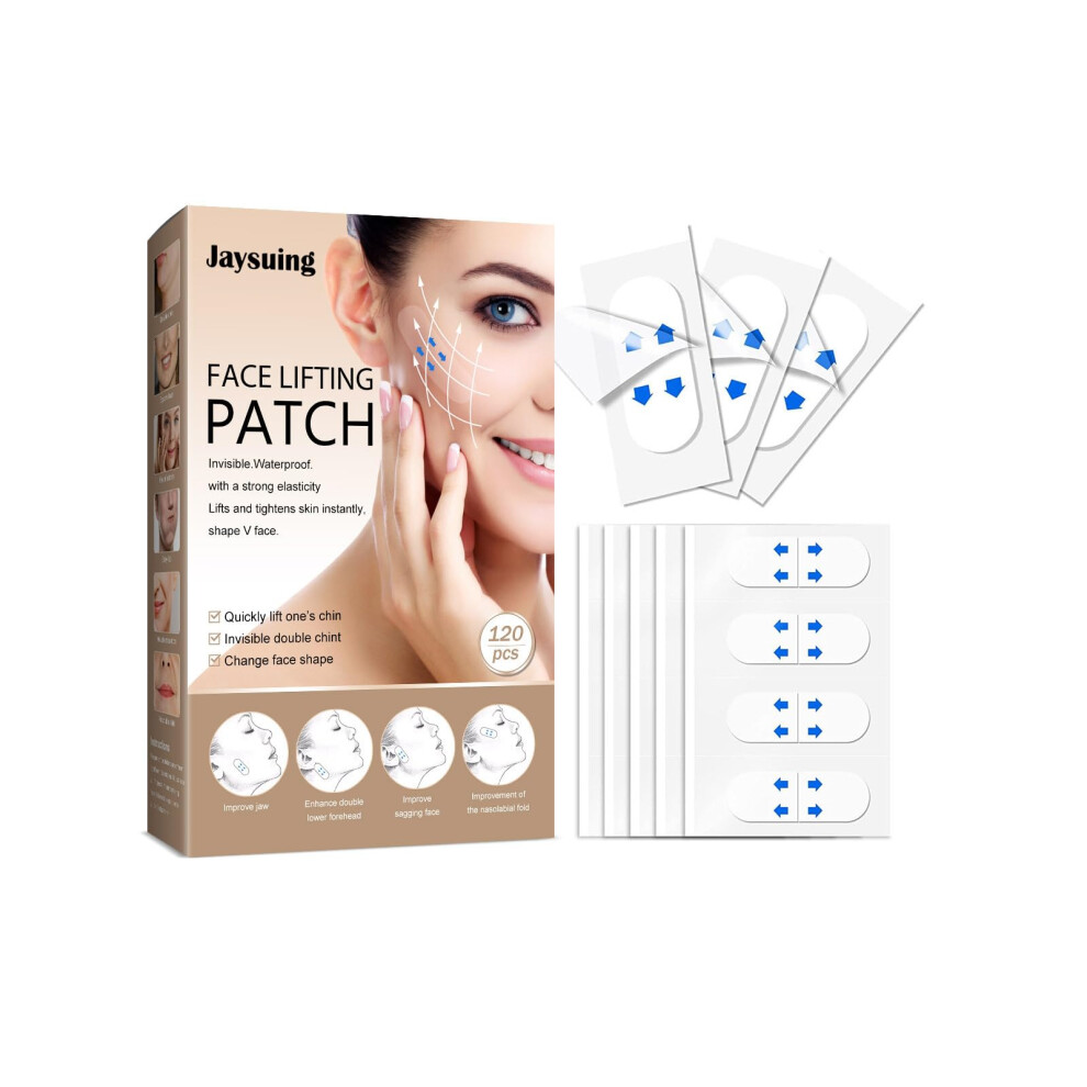 Face Lift Tape Invisible 120PCS for Instant VShape Lift, Waterproof Facial Lifting Tape for Sagging Skin and Double Chin