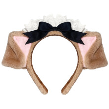Weiches Plüsch-Hundeohr-Haarband für Frauen-PuddingMaid Black