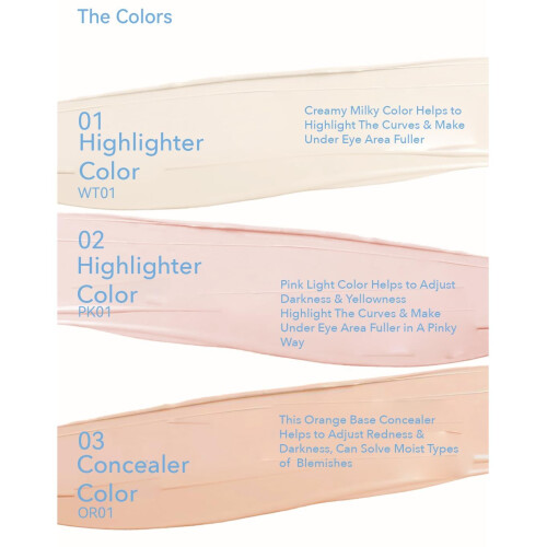 Concealer Pen Set with Moisturizing Liquid Formula and Sponge Applicator for Brightening Coverage 1