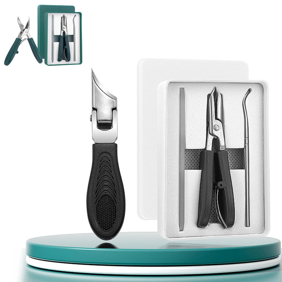 Black Toenail Clippers With Wide Jaw Opening Eagle Beak Blade For Ingrown Nails Stainless Steel