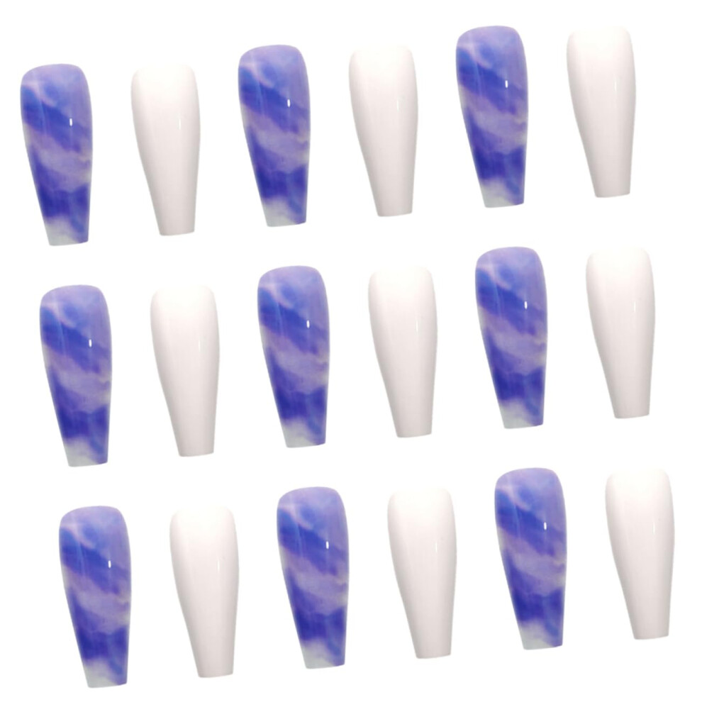 24pcs Gradient Rhinestone Fake Nails Full Cover Acrylic Nail Tips with Easy GlueOn