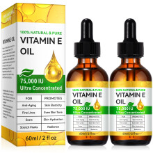 2 Pack Pure Vitamin E Oil 75,000 IU Ultra Concentrated for Scars Stretch Marks Skin Hair 60ml