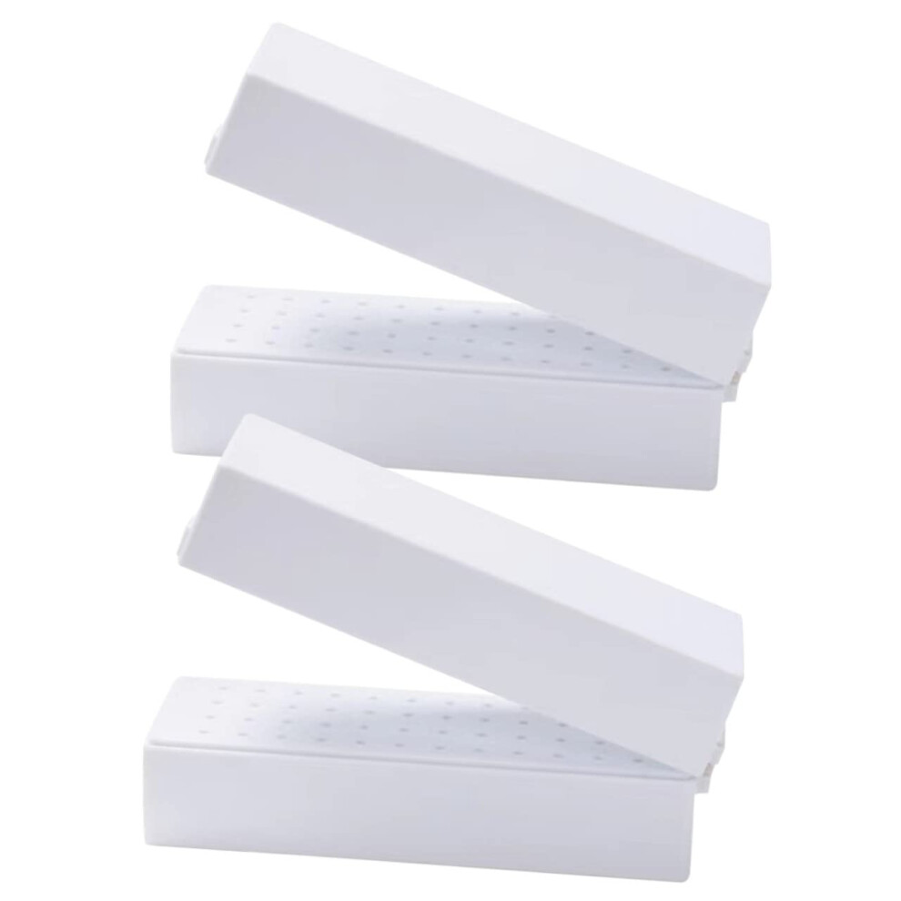 Nail Drill Bit Holder with 30 Slots Protective Dustproof Cover Manicure Organizer Box 2pcs