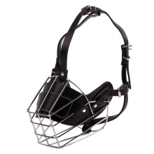 Dog Muzzle for Large Dogs, Breathable Design Metal Basket with Adjustable Leather Straps, Ventilated Pitbull Muzzle for Easy Drinking and Comfortable