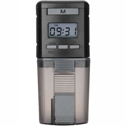 Digital Timer Fish Feeder for Aquariums, Adjustable Schedule Programming with Automatic Dispensing Function, Universal Installation Clamp for Secure M