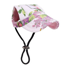 Dog Sun Protection Hat, Round Brim Visor with Ear Holes, Adjustable Drawstring for Stability and Breathable Design for Small Dogs