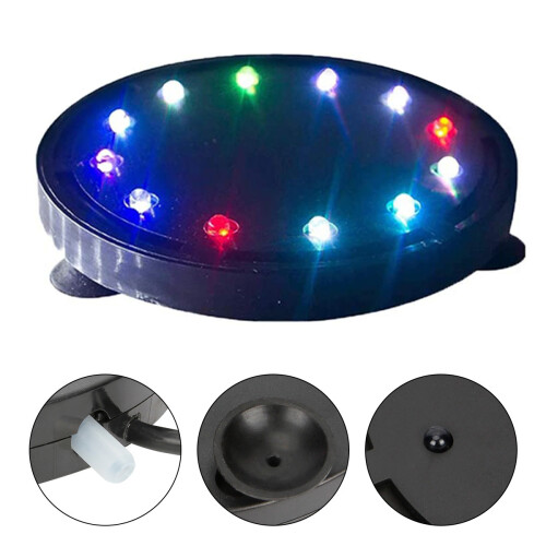 Υποβρύχια αντλία αέρα Airstone, πολύχρωμο φως LED για ενυδρείο για λίμνες Koi, 2