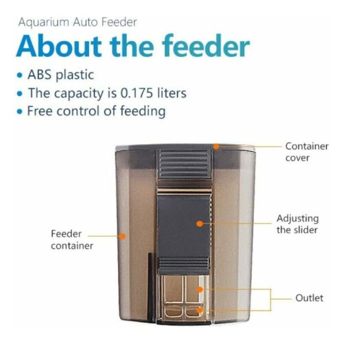 Digital Timer Fish Feeder for Aquariums, Adjustable Schedule Programming with Automatic Dispensing Function, Universal Installation Clamp for Secure M 1