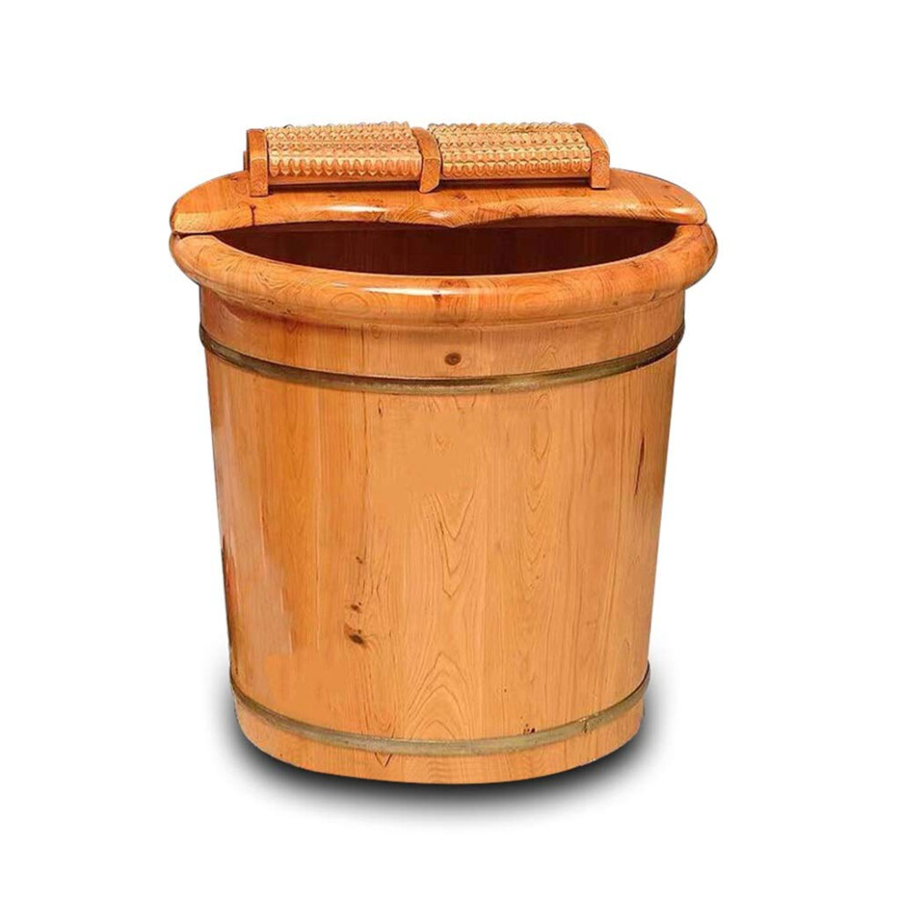 Handmade Cedar Foot Spa Tub with HeatRetaining Cover and LeakResistant Deep Soaking Design