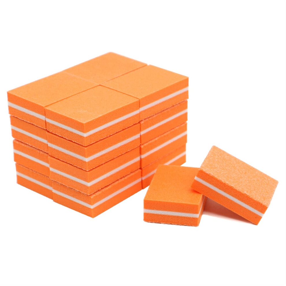 Orange Nail File Buffer 50Pcs Mini Doublesided Sponge Blocks For Gentle Nail Shaping And Travel Use
