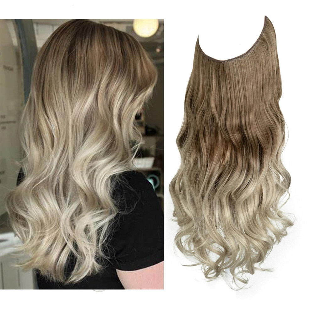 18 Inch Natural Wave Clip In Hair Extensions Ombre Synthetic Hairpiece Instant Volume and Length