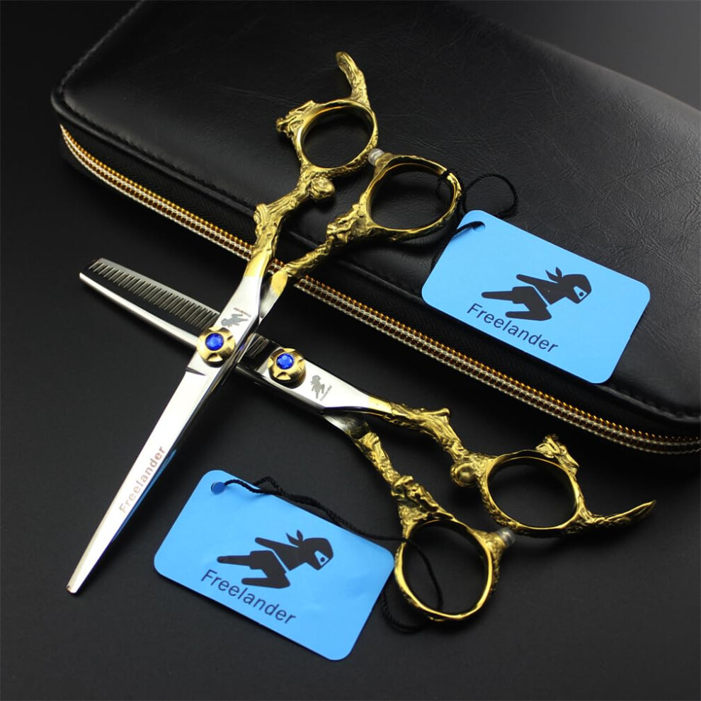 Professional Hair Cutting Scissors Set 6.0in Japanese Steel with Thinning Shears for Salon Barbers