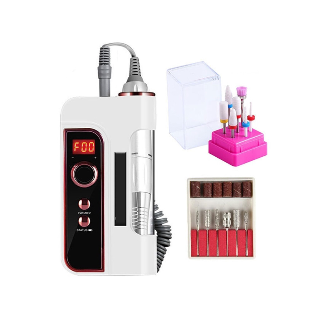 Electric Nail Drill 35000 RPM Rechargeable Cordless for Manicure Pedicure Natural and Acrylic Nails