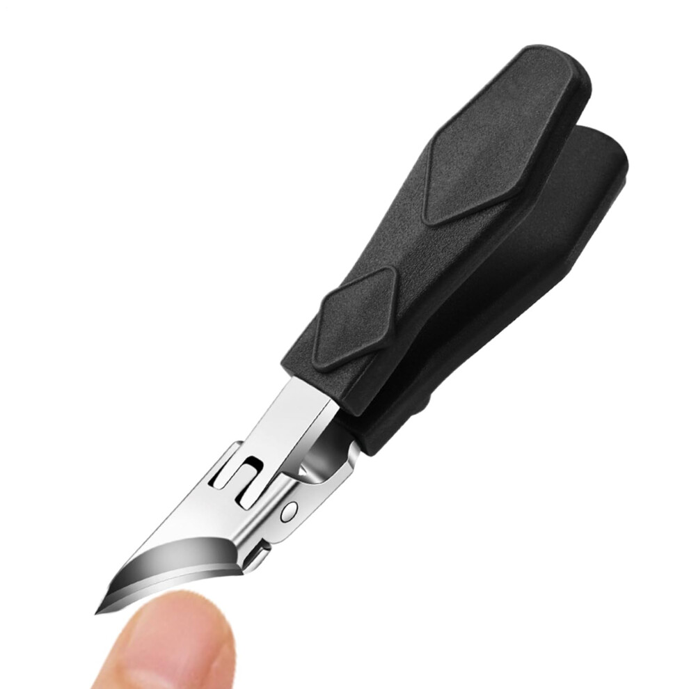 Black Slanted Nail Clippers For Thick Toenails With Precise Curved Cutting And Ergonomic Nonslip Grip