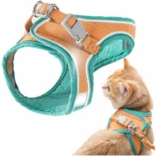 Conjunto de rede de segurança para animais de estimação, coleira e guia para gatos, colete confortável com material macio e respirável,