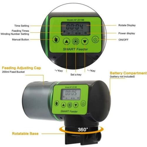 Pet-Friendly Automatic Fish Feeder: Upgraded USB Charging, Customized Feeding Schedule, Moisture-Proof Design For Fresh Feeding, 360 Rotation Base 1