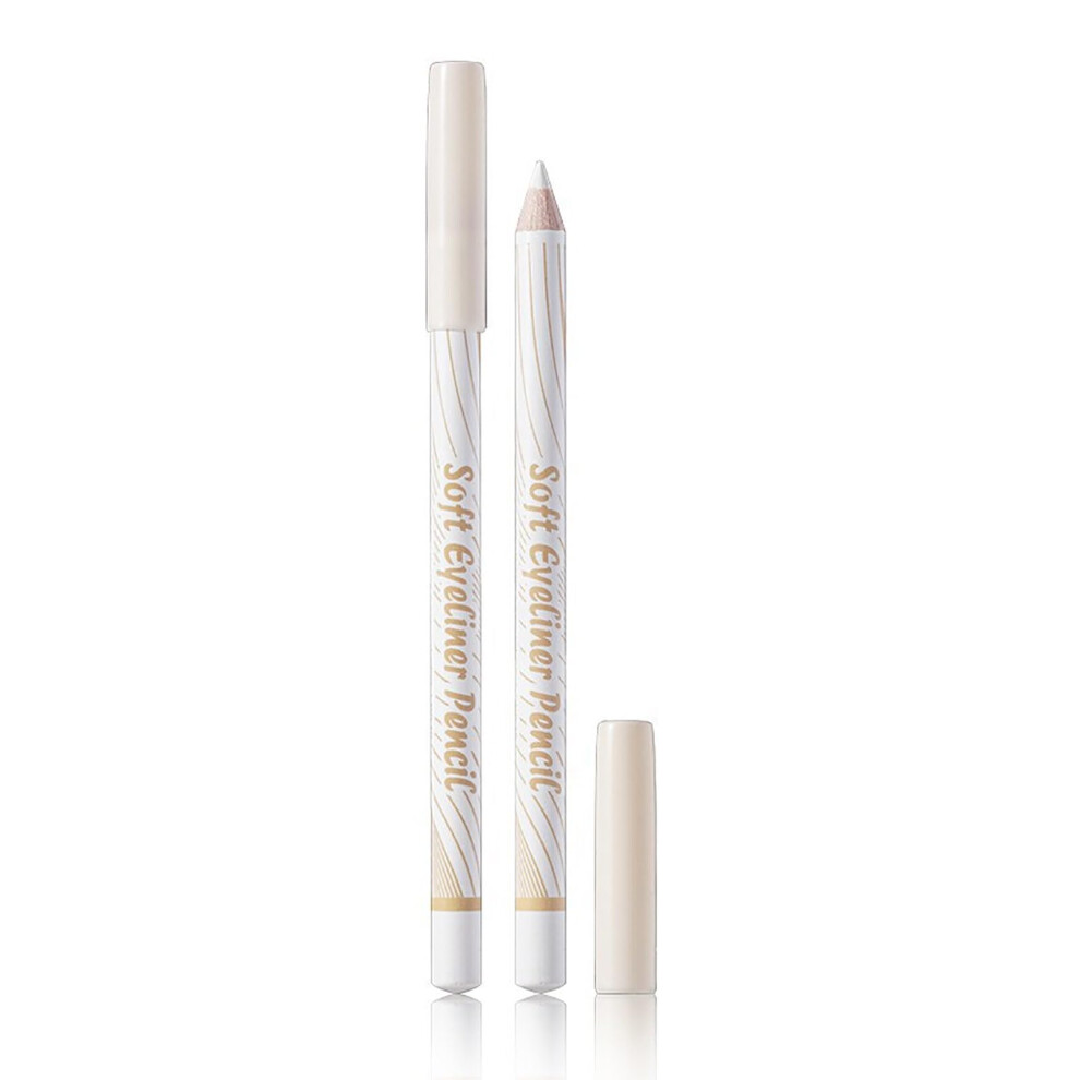 White Eyeliner Pencil Duo 24Hr Waterproof Eyebrightening Smooth Glide For Waterline And Makeup