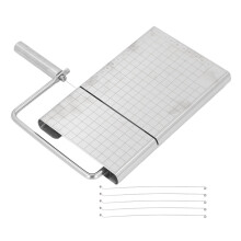 Stainless Steel Cheese Slicer with Board, 5 Replacement Wires, Precise Thickness Control