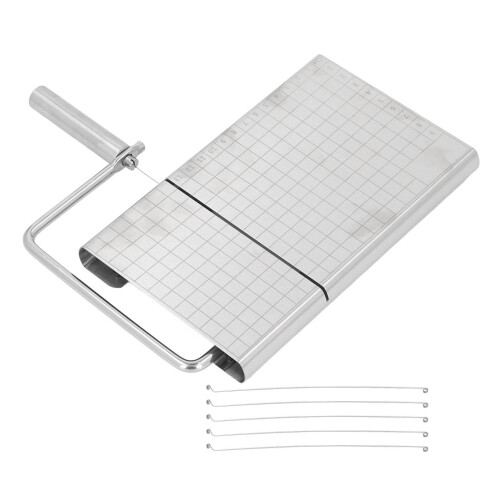 Stainless Steel Cheese Slicer with Board, 5 Replacement Wires, Precise Thickness Control