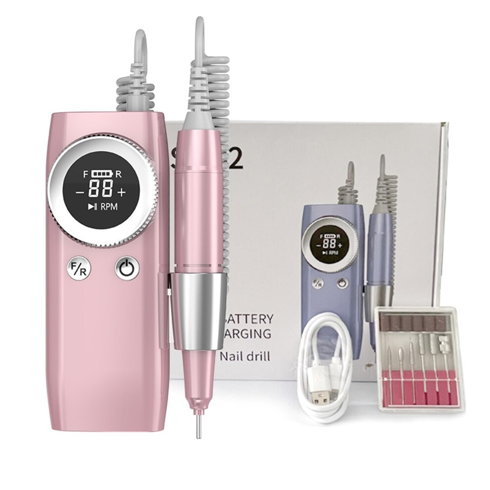 Electric Nail Drill 45000RPM Rechargeable Cordless for Acrylic and Gel Nails with Forward Reverse