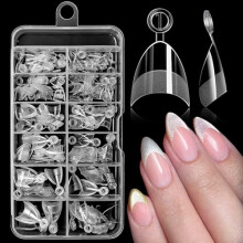 240pcs Short Almond Gel Nail Tips Clear Press On Nails Flexible Soft Gel Extensions Natural Finish