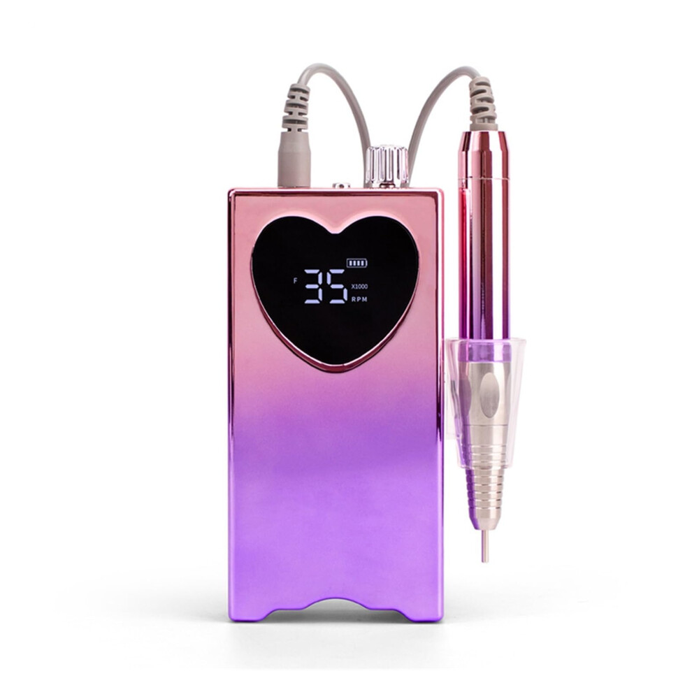 Electric Nail Drill 35000RPM Rechargeable Professional Acrylic Gel Nail File Manicure Pedicure Purple