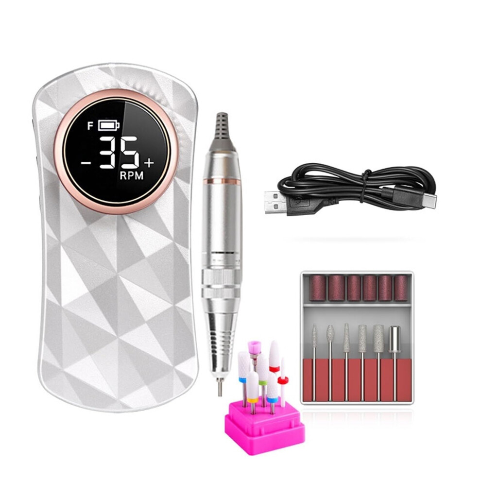 Electric Nail Drill 35000RPM Rechargeable Cordless Professional Sander for Gel and Acrylic Nails