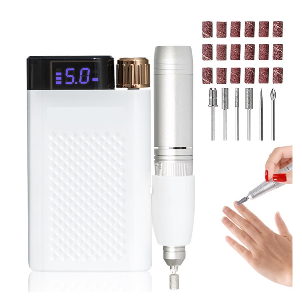 Cordless 50000RPM Electric Nail Drill with LCD Display, Rechargeable Professional Nail File for Acrylic Nails