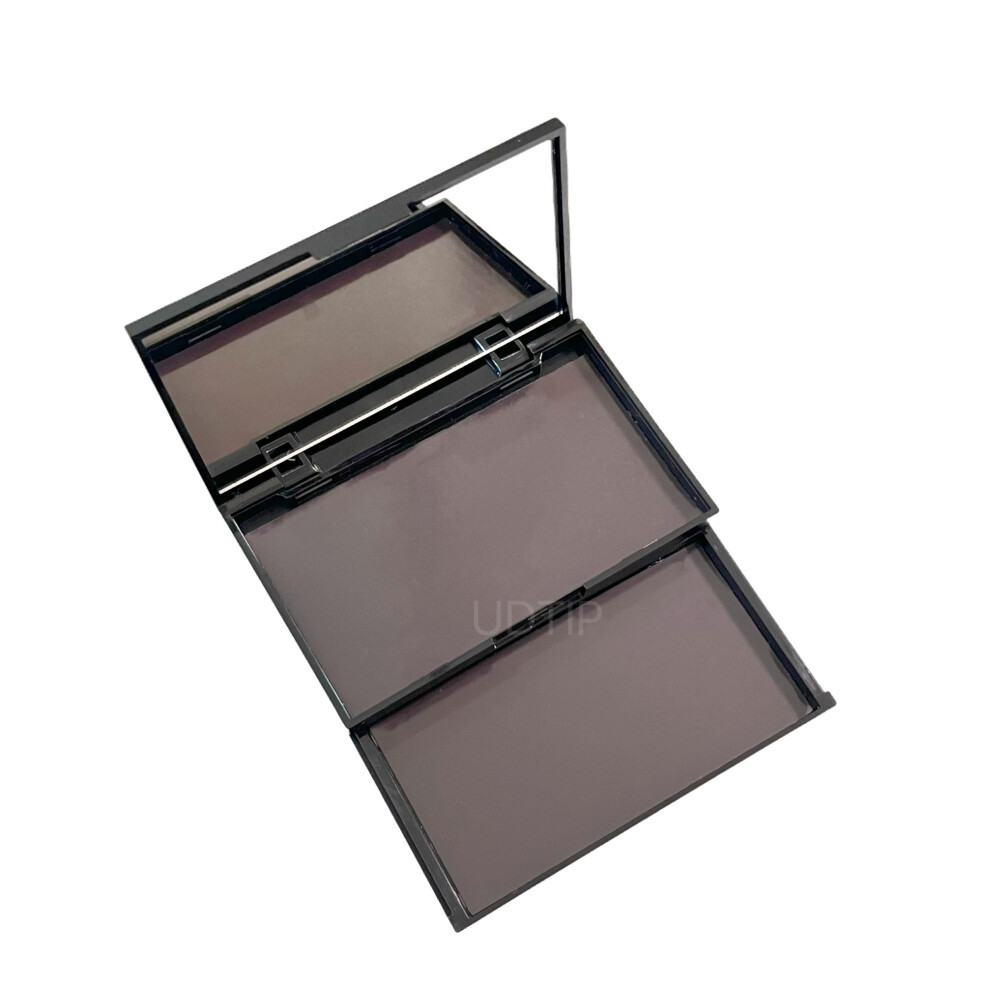 Black 2Layer Magnetic Makeup Palette With Mirror, Empty Eyeshadow Storage, 20 Metal Stickers,