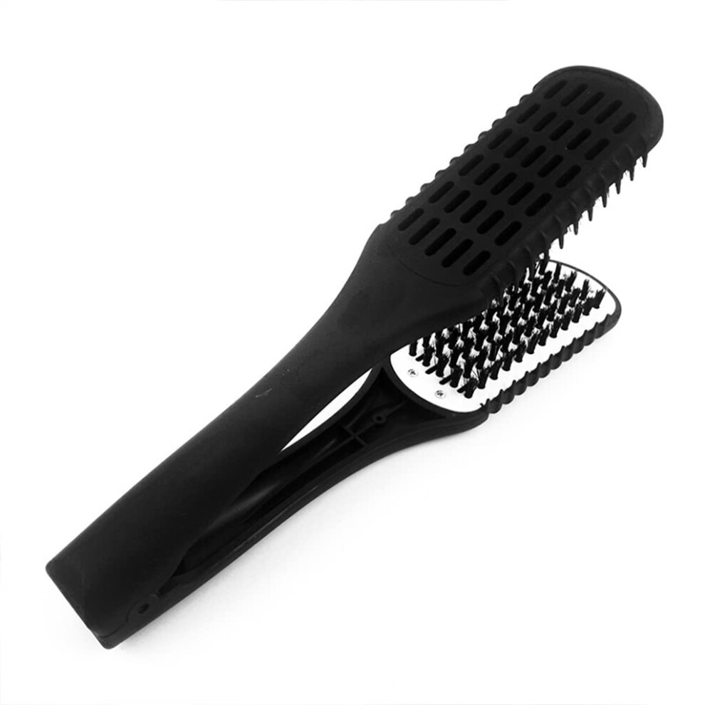 V Shape Hair Straightening Brush Clamp with Nylon Bristles for NoHeat Styling at Home
