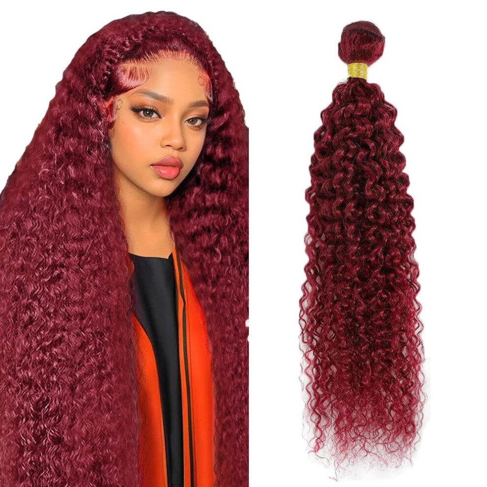 99J Burgundy Kinky Curly Human Hair Bundle 24 Inch Unprocessed Brazilian Extensions