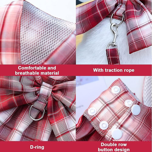 Petcare Charming Bow Tie Harness, Φορέματα Σκύλων Πριγκίπισσας που Κάνουν μια Δήλωση, Ζεστό και 2