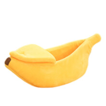 Schattig banaanvormig dierenbed voor afgesloten ruimtes, afneembaar en wasbaar, perfect voor je harige vriendjes in alle seizoenen, zacht pluche