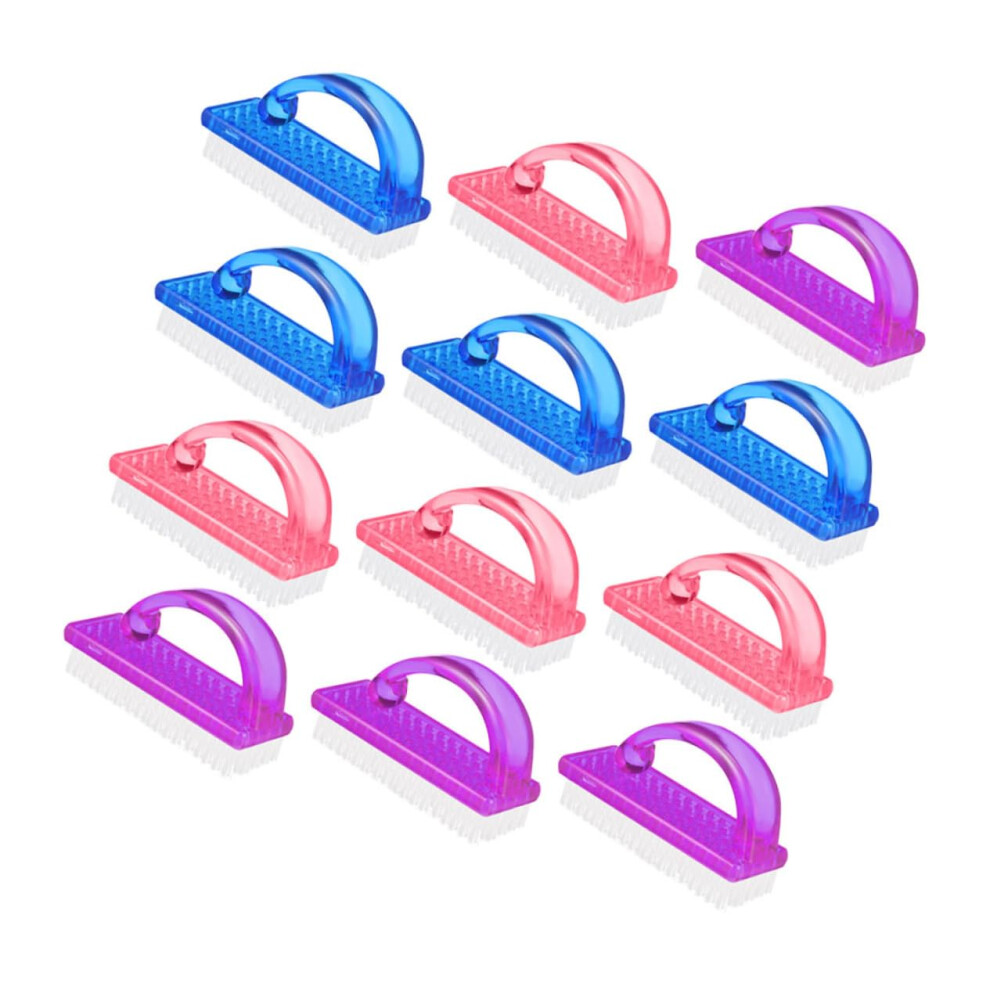 12Pcs Brushes Fingernail Brush with Handle Grip for Nail Cleaning Manicure Tools