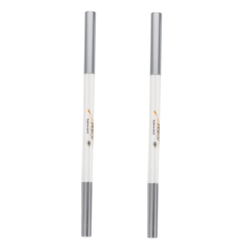 2pcs Waterproof Eyebrow Pencil with Brush Dual Ended Natural Color Brow Tool for Travel
