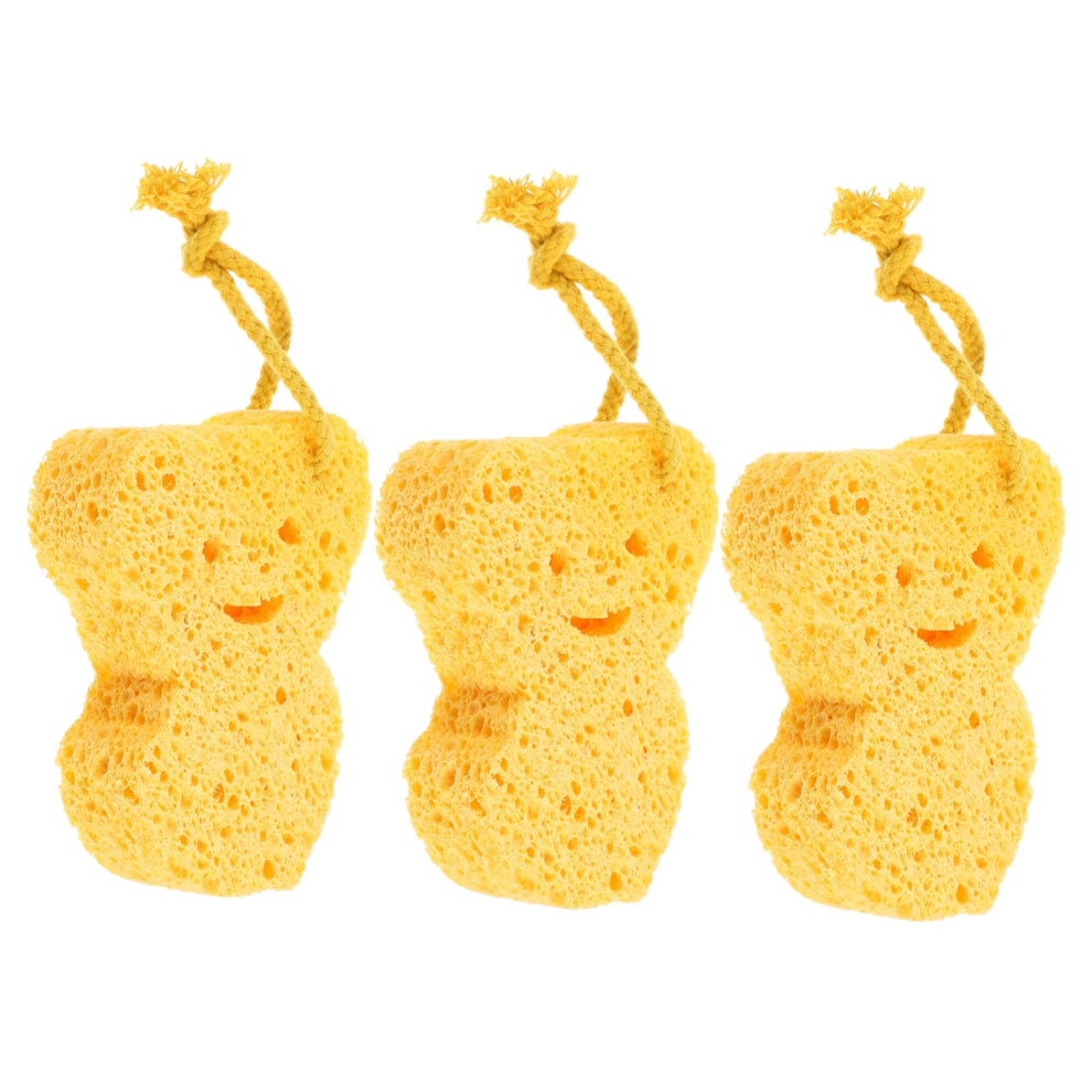 3pcs Large Soft Natural Fiber Bath Sponge for Gentle Exfoliation with Rich Foamy Lather