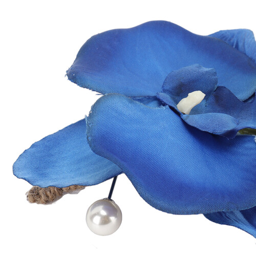 Fiore all'uomo da sposo elegante da 5 pezzi, blu, artificiale, 10x10cm 2