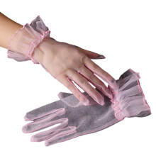 Hochzeitshandschuhe, Abschlussball-Handschuhe, Tüll,-Rosa.