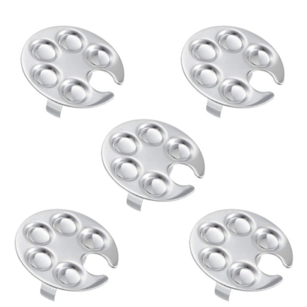 Nail Art Palette Set with Stainless Steel Ring Grip, Mini EasyClean Mixing Trays for Manicure