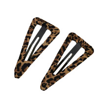 2PCS elegante Leopardenmuster Haarspange seitliche-Dreiecksstil