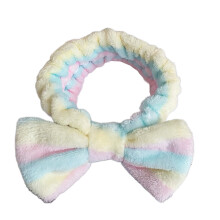 Elastisches Schleife-Plüsch-Spa-Stirnband für-Gelb, rosa, blau