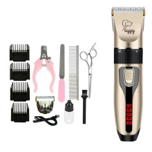 Máquina de tosa ajustável para animais de estimação, kit de tosa recarregável com baixa vibração e lâmina de cerâmica, aparador elétrico