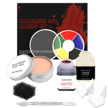 Halloween Scar Makeup Kit with Bruise Wheel, Fake Blood, Scar Wax and Liquid Latex for Realistic SFX
