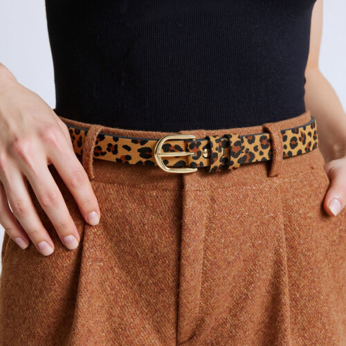 Sangle de taille en simili cuir durable,-Motif léopard marron 1